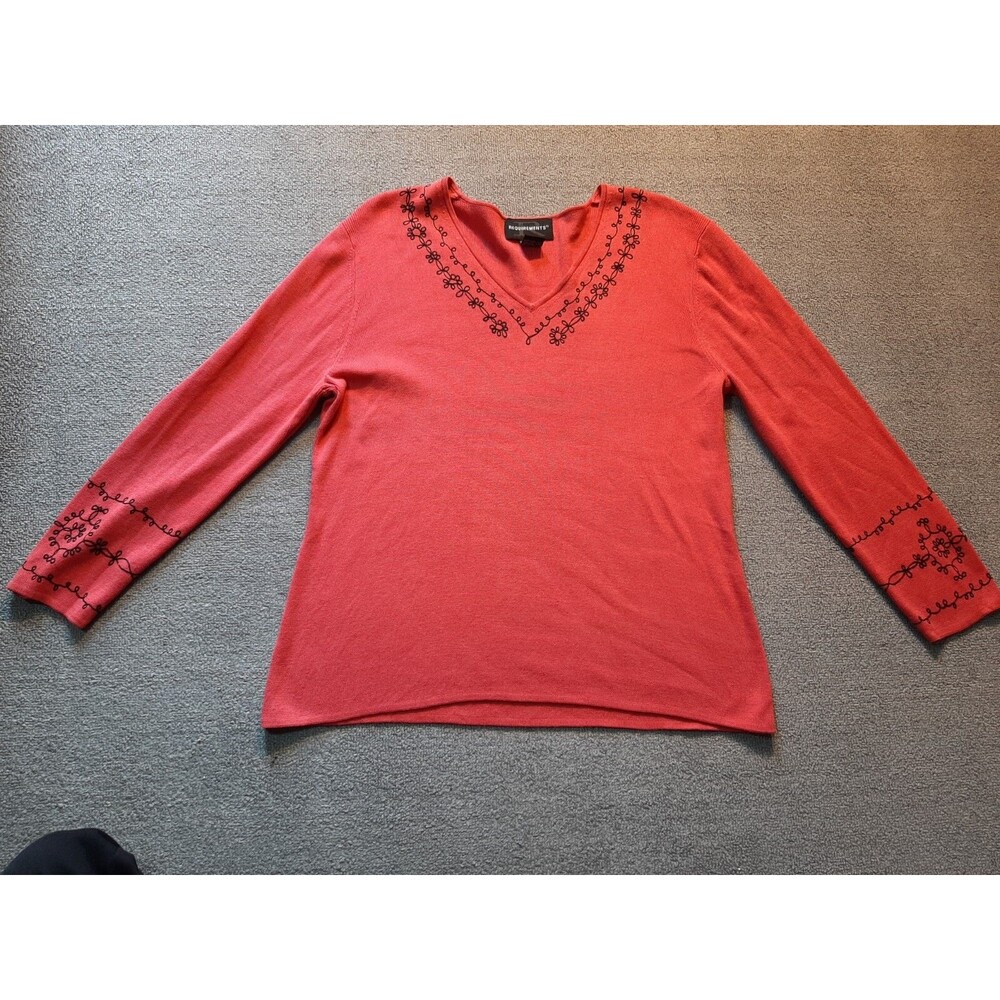 Requirements Womens Sweater Large L Pink 75% Silk